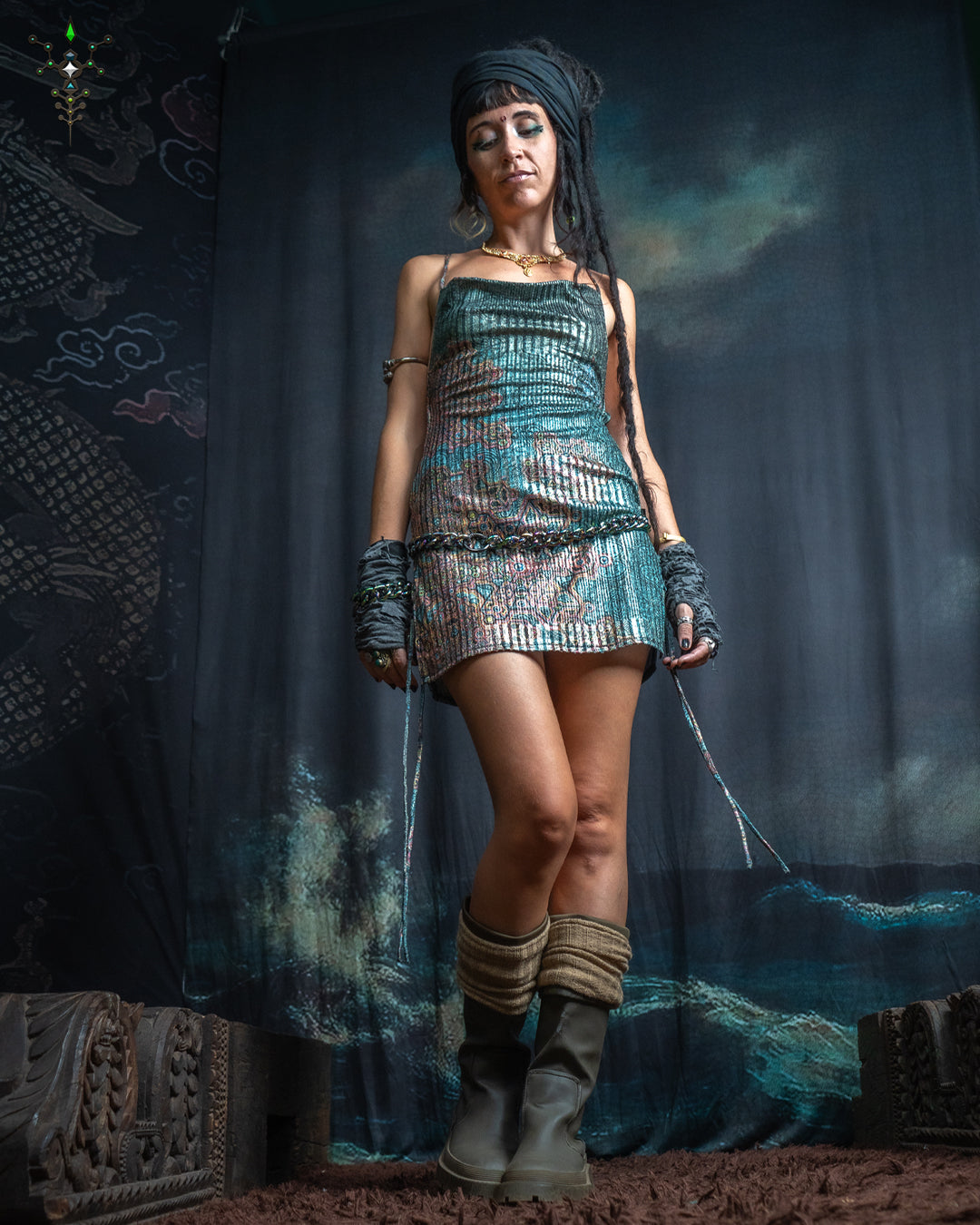 Mini BOMB DRESS / Silver Strippes Knits - ATLANTIS